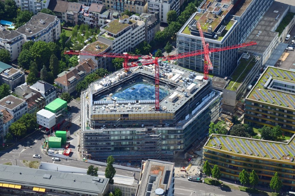 Luftbild Basel - Baustelle zum Neubau eines Forschungs- Gebäudes und Bürokomplex BSS ETH Biosysteme in Basel, Schweiz