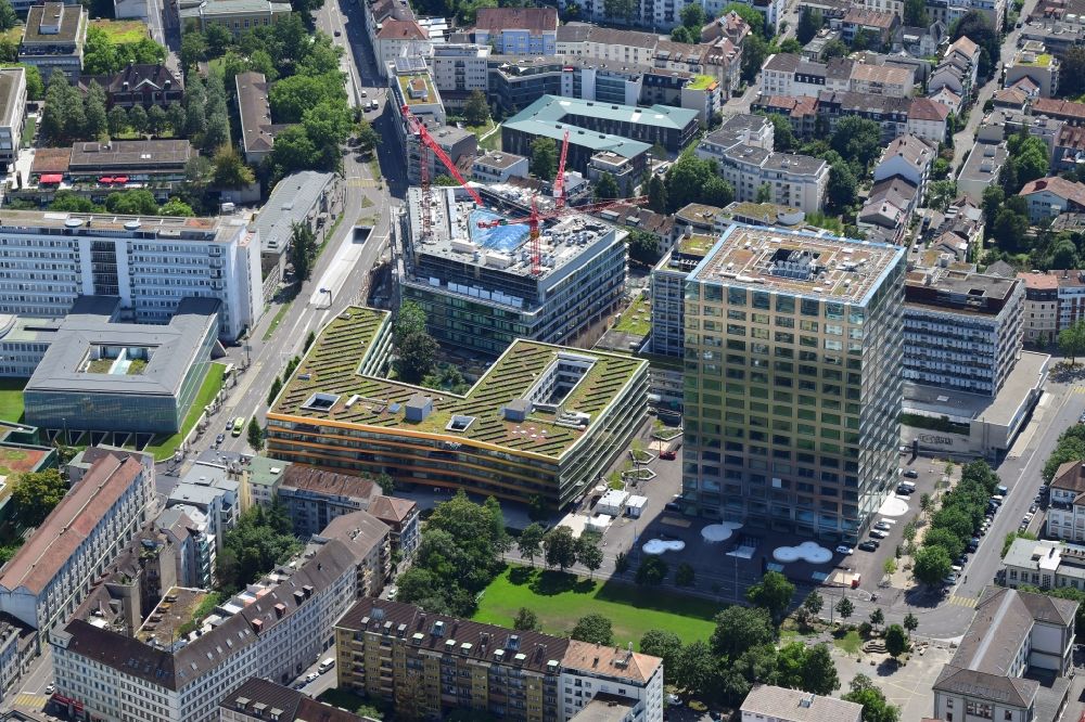 Basel von oben - Baustelle zum Neubau eines Forschungs- Gebäudes und Bürokomplex BSS ETH Biosysteme in Basel, Schweiz
