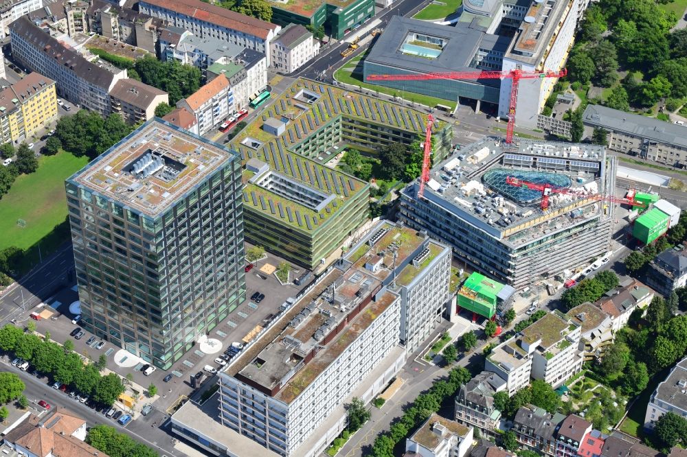 Basel aus der Vogelperspektive: Baustelle zum Neubau eines Forschungs- Gebäudes und Bürokomplex BSS ETH Biosysteme in Basel, Schweiz