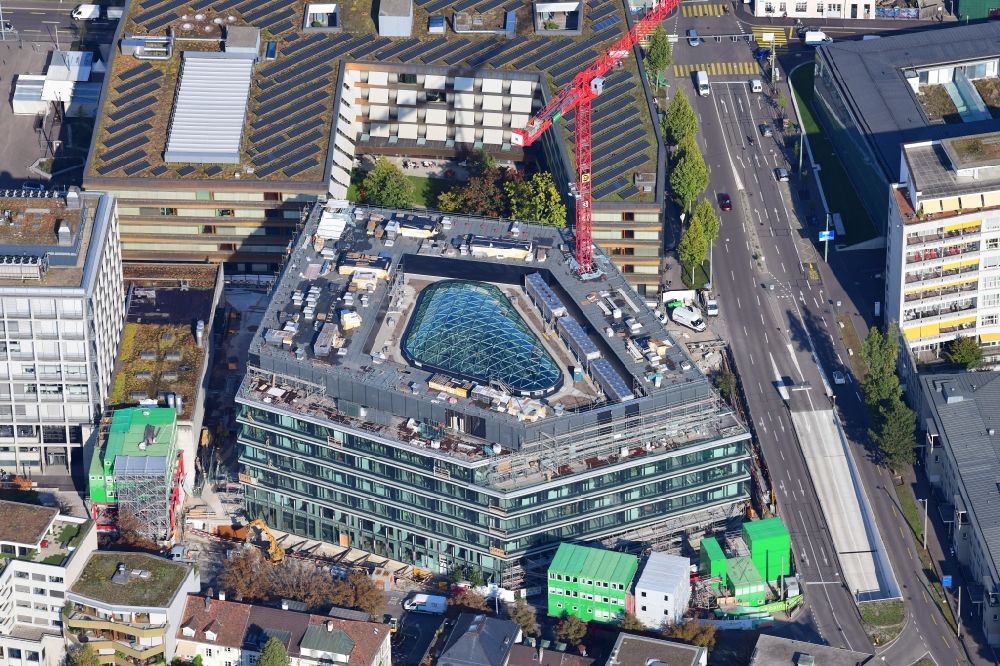 Luftbild Basel - Baustelle zum Neubau eines Forschungs- Gebäudes und Bürokomplex BSS ETH Biosysteme in Basel, Schweiz