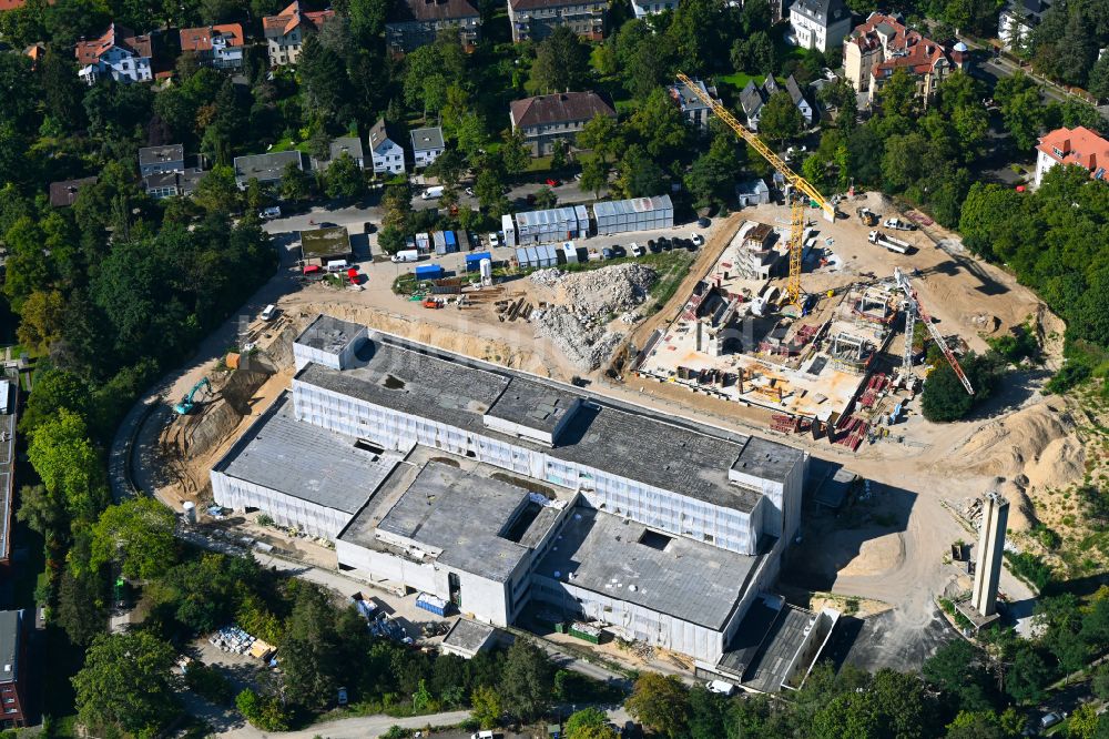 Luftbild Berlin - Baustelle zum Neubau eines Forschungs- Gebäudes und Bürokomplex Innovations- und Forschungszentrum FUBIC in Berlin, Deutschland
