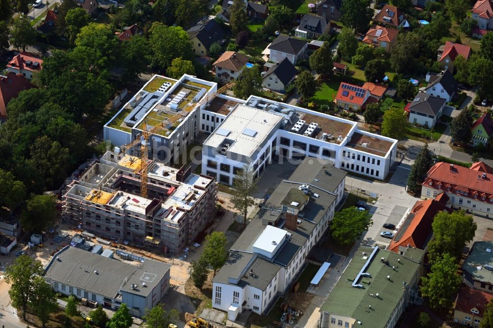 Teltow von oben - Baustelle zum Neubau eines Forschungs- Gebäudes und Bürokomplex SEE:LAB in Teltow im Bundesland Brandenburg, Deutschland