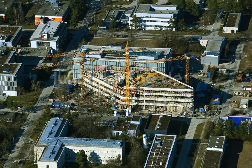 Neuherberg aus der Vogelperspektive: Baustelle zum Neubau eines Forschungszentrums Helmholtz Pioneer Campus des Helmholzzentrums in Neuherberg im Bundesland Bayern, Deutschland