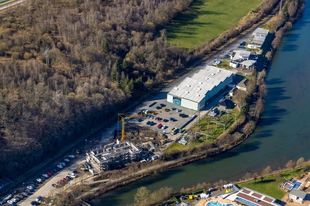 Luftbild Olpe - Baustelle zum Neubau der Freiluft- Gaststätte und Brauhausin Olpe im Bundesland Nordrhein-Westfalen, Deutschland
