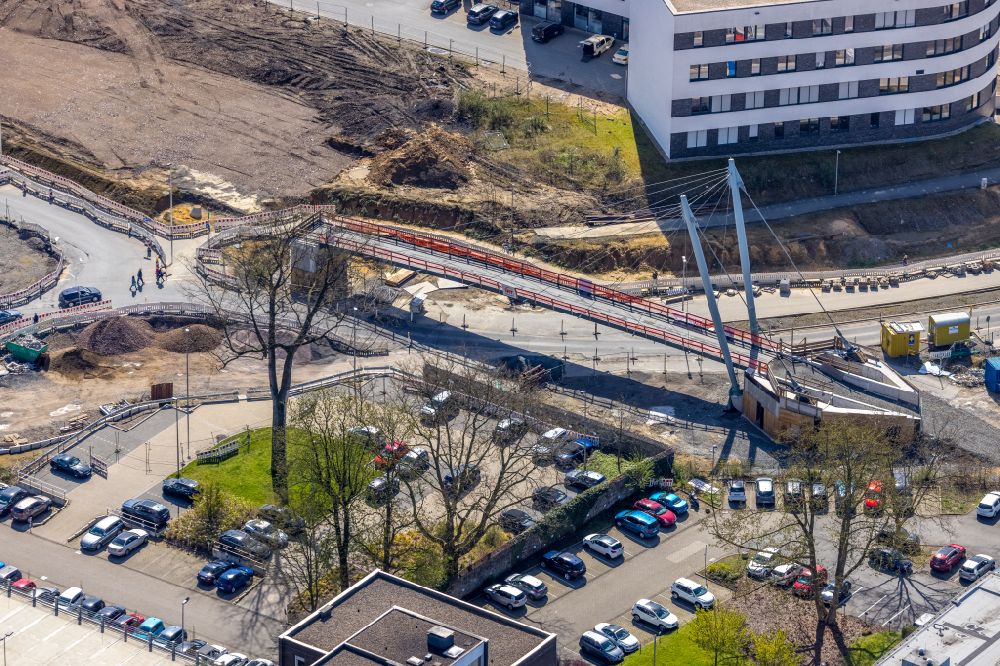 Luftbild Witten - Baustelle zum Neubau der Fußgänger- und Radbrücke Rheinischer Esel in Witten im Bundesland Nordrhein-Westfalen, Deutschland