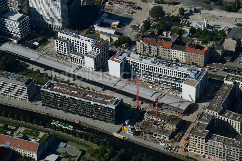 Luftaufnahme Berlin - Baustelle zum Neubau eines Gebäudekomplex der CA Immobilien Anlagen Aktiengesellschaft im Ortsteil Moabit in Berlin, Deutschland