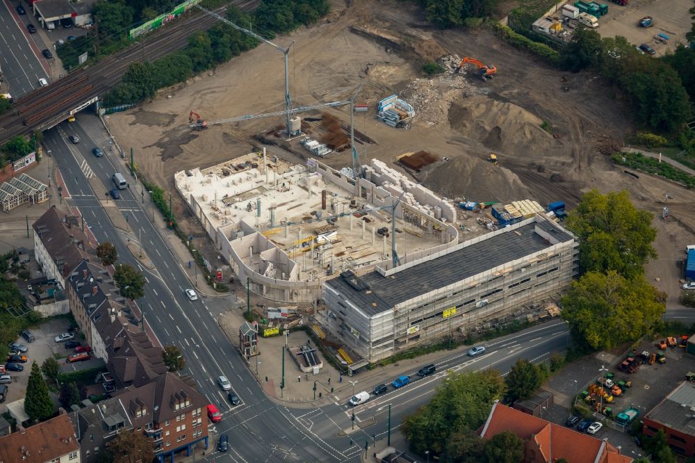 Luftaufnahme Essen - Baustelle zum Neubau des Gebäudekomplexes des Einkaufszentrum Altenessen-Süd-Karree in Essen im Bundesland Nordrhein-Westfalen, Deutschland