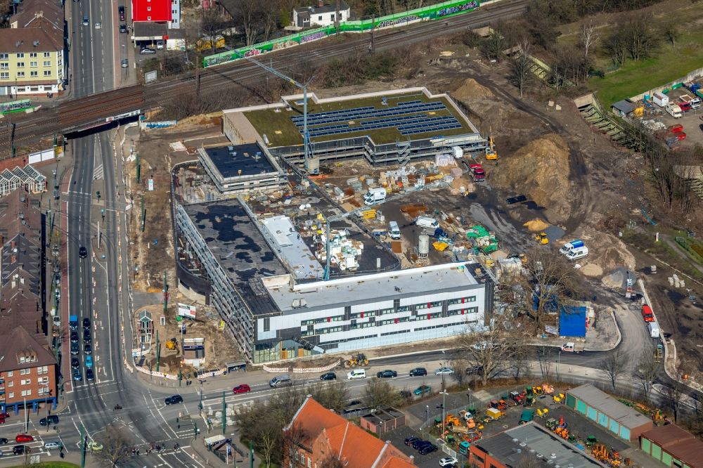 Essen von oben - Baustelle zum Neubau des Gebäudekomplexes des Einkaufszentrum Altenessen-Süd-Karree in Essen im Bundesland Nordrhein-Westfalen, Deutschland