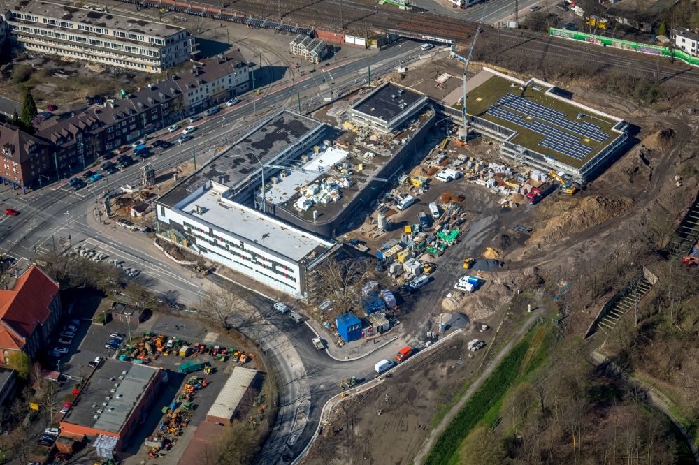 Luftbild Essen - Baustelle zum Neubau des Gebäudekomplexes des Einkaufszentrum Altenessen-Süd-Karree in Essen im Bundesland Nordrhein-Westfalen, Deutschland