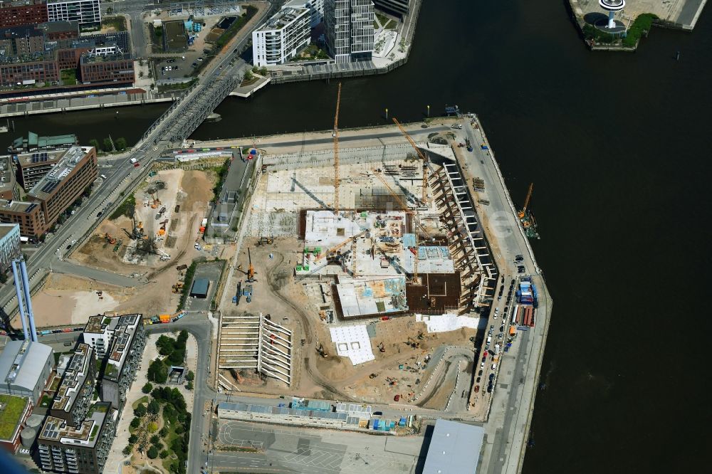 Luftbild Hamburg - Baustelle zum Neubau des Gebäudekomplexes des Einkaufszentrum Bau in der Hafencity in Hamburg, Deutschland