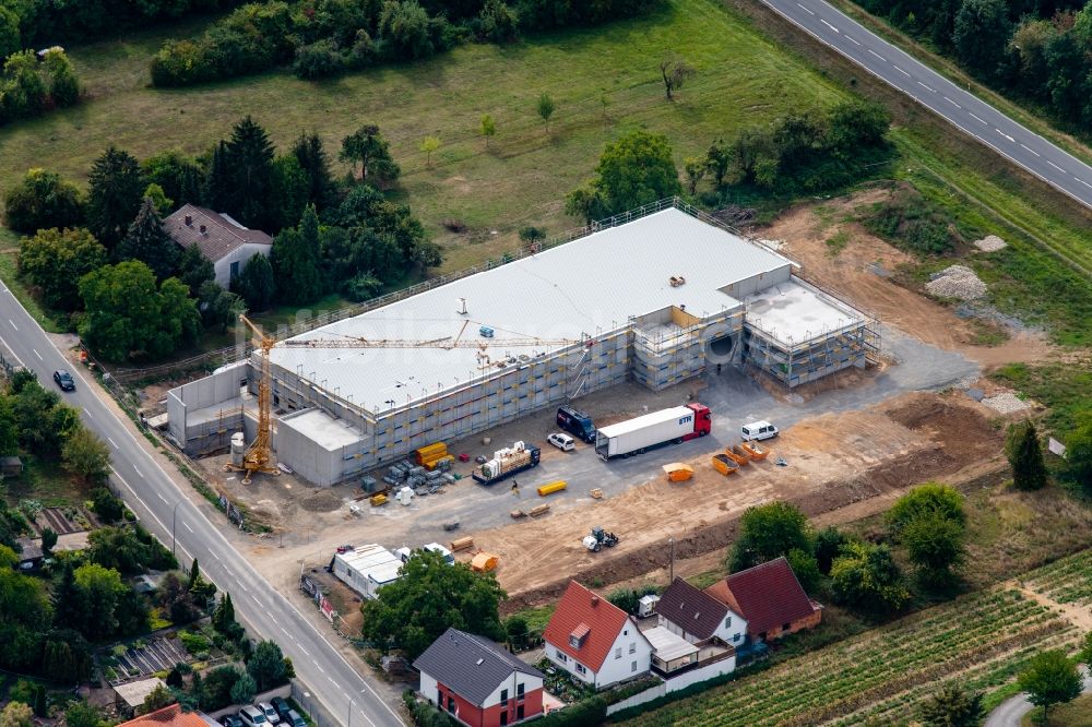 Luftbild Randersacker - Baustelle zum Neubau des Gebäudekomplexes des Einkaufszentrum EDEKA Körner im Ortsteil Heidingsfeld in Randersacker im Bundesland Bayern, Deutschland