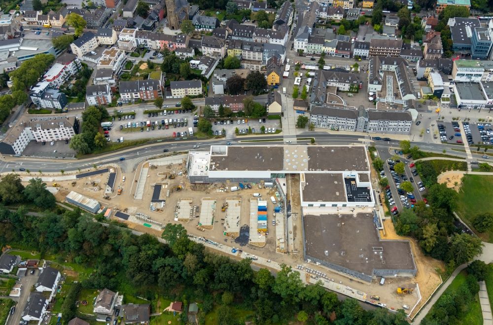 Luftbild Heiligenhaus - Baustelle zum Neubau des Gebäudekomplexes des Einkaufszentrum Forum Hitzbleck in Heiligenhaus im Bundesland Nordrhein-Westfalen, Deutschland