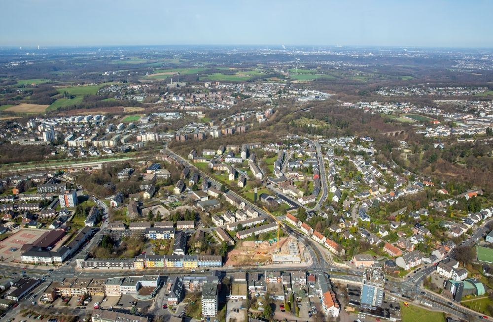 Velbert von oben - Baustelle zum Neubau des Gebäudekomplexes des Einkaufszentrum „ StadtGalerie “ in Velbert im Bundesland Nordrhein-Westfalen, Deutschland
