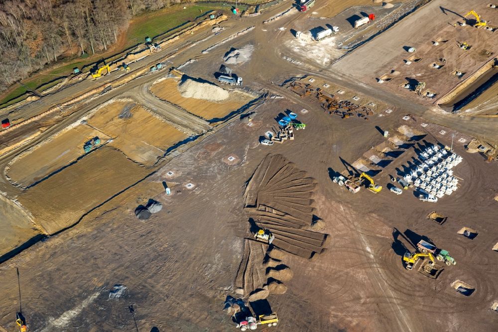 Luftbild Werne - Baustelle zum Neubau eines Gebäudekomplexes auf dem Gelände des Logistikzentrums Amazon Logistik im Ortsteil Lenklar in Werne im Bundesland Nordrhein-Westfalen
