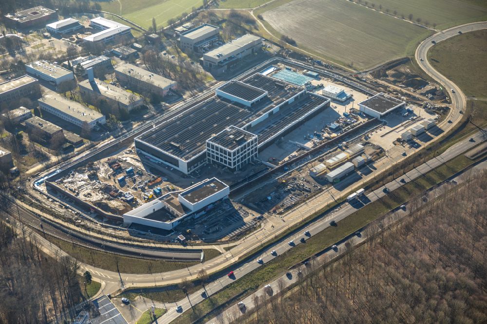 Dortmund von oben - Baustelle zum Neubau eines Gebäudekomplexes auf dem Gelände des Logistikzentrums Geldspeicher der Deutschen Bundesbank in Dortmund im Bundesland Nordrhein-Westfalen