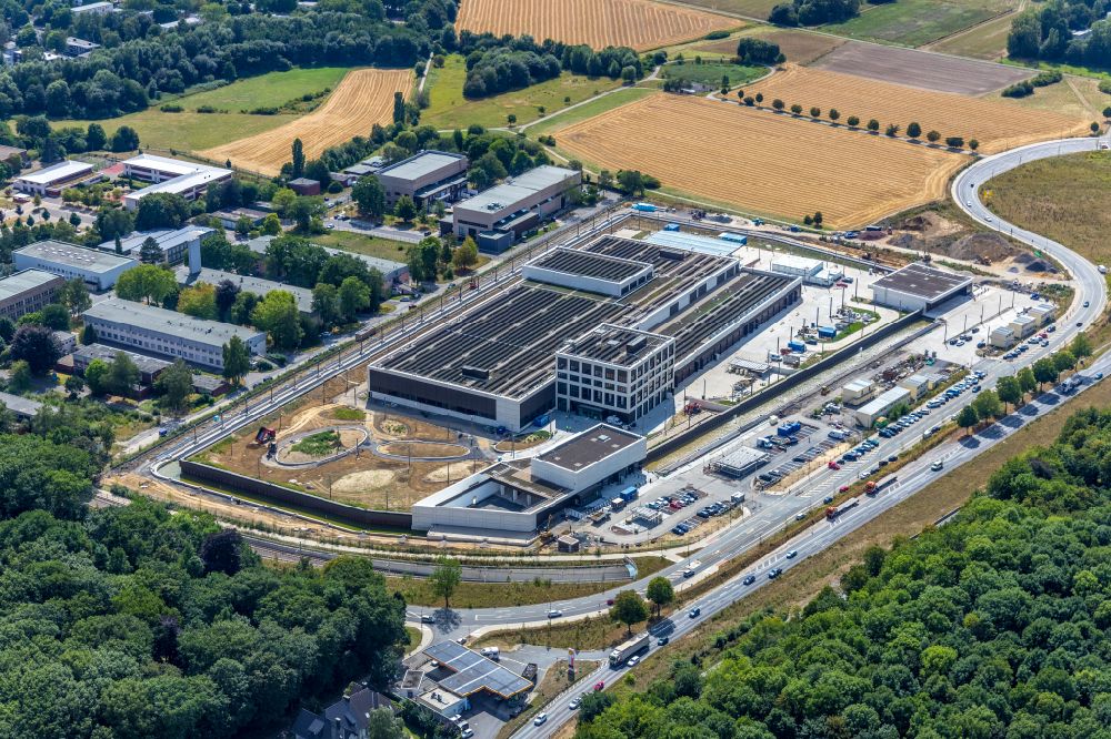 Dortmund von oben - Baustelle zum Neubau eines Gebäudekomplexes auf dem Gelände des Logistikzentrums Geldspeicher der Deutschen Bundesbank in Dortmund im Bundesland Nordrhein-Westfalen