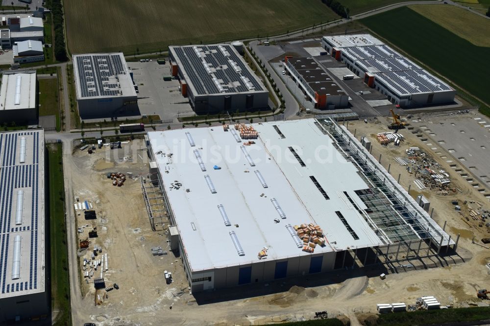 Luftbild Olching - Baustelle zum Neubau eines Gebäudekomplexes auf dem Gelände des Logistikzentrums MULTIPARK OLCHING im Ortsteil Geiselbullach in Olching im Bundesland Bayern, Deutschland