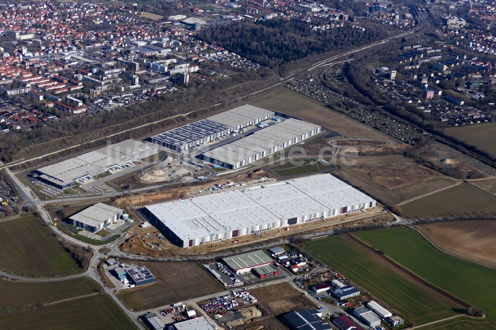 Luftaufnahme Göttingen - Baustelle zum Neubau eines Gebäudekomplexes auf dem Gelände des Logistikzentrums VGP-Park in Göttingen im Bundesland Niedersachsen, Deutschland