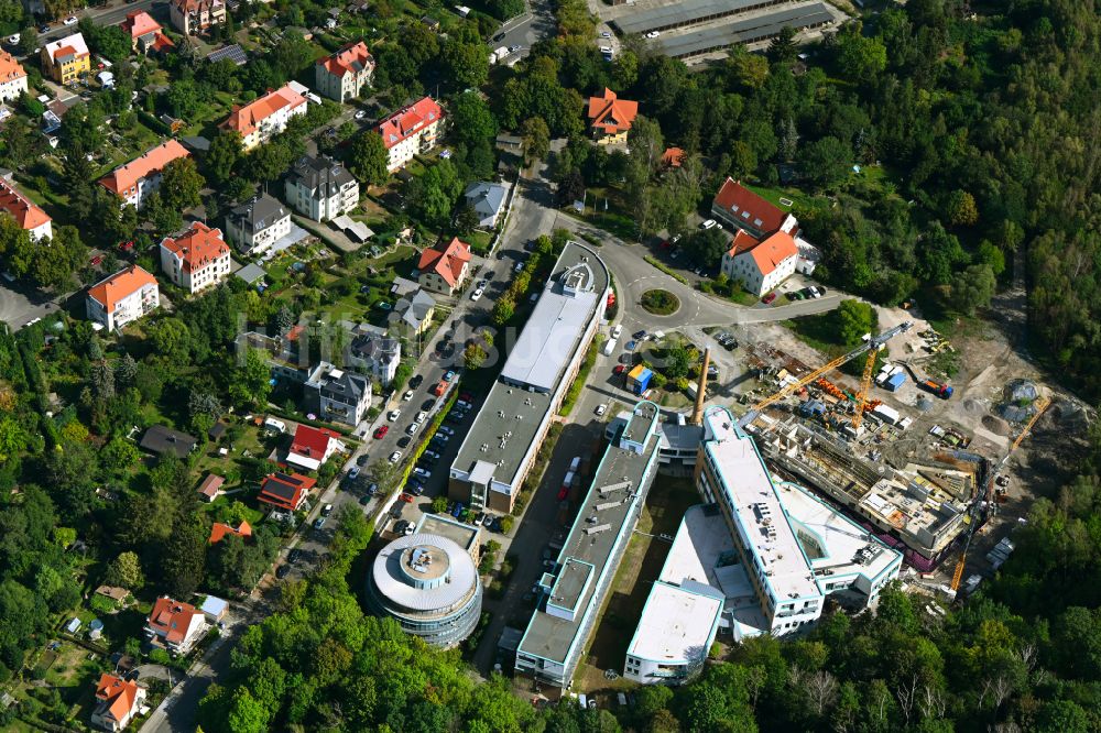 Dresden von oben - Baustelle zum Neubau eines Gebäudes und Bürokomplex Technologiezentrum Süd in Dresden im Bundesland Sachsen, Deutschland