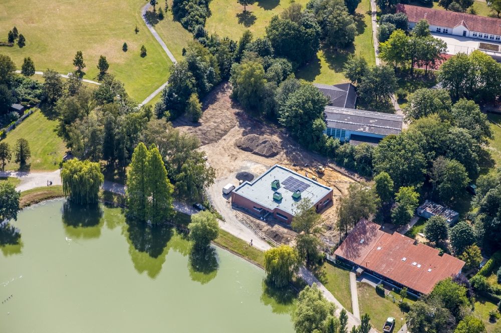 Luftbild Hamm - Baustelle zum Neubau eines Gebäudes neben der Kindertagesstätte Blauland am Theo-Hölscher-Weg in Hamm im Bundesland Nordrhein-Westfalen, Deutschland