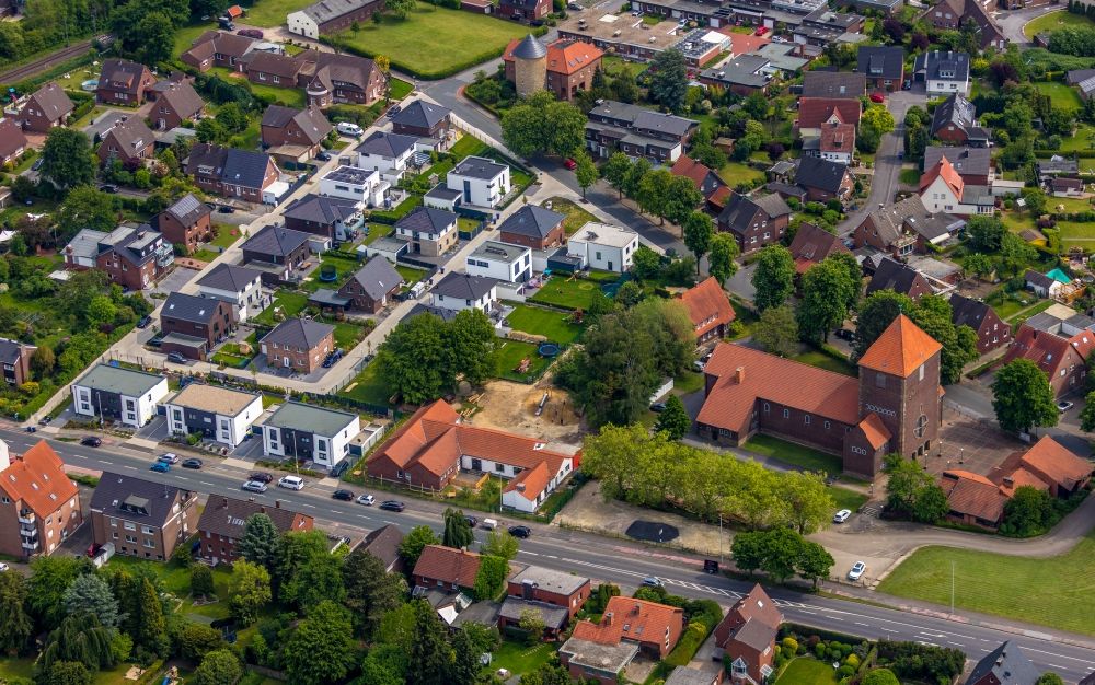 Luftbild Werne - Baustelle zum Neubau auf dem Gelände am Katholischer Kindergarten Maria Frieden in Werne im Bundesland Nordrhein-Westfalen, Deutschland