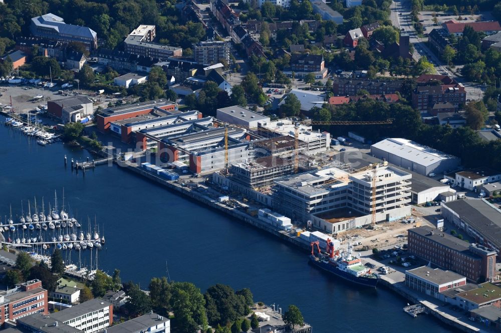 Kiel von oben - Baustelle zum Neubau des GEOMAR Helmholtz-Zentrum für Ozeanforschung Kiel in Kiel im Bundesland Schleswig-Holstein, Deutschland