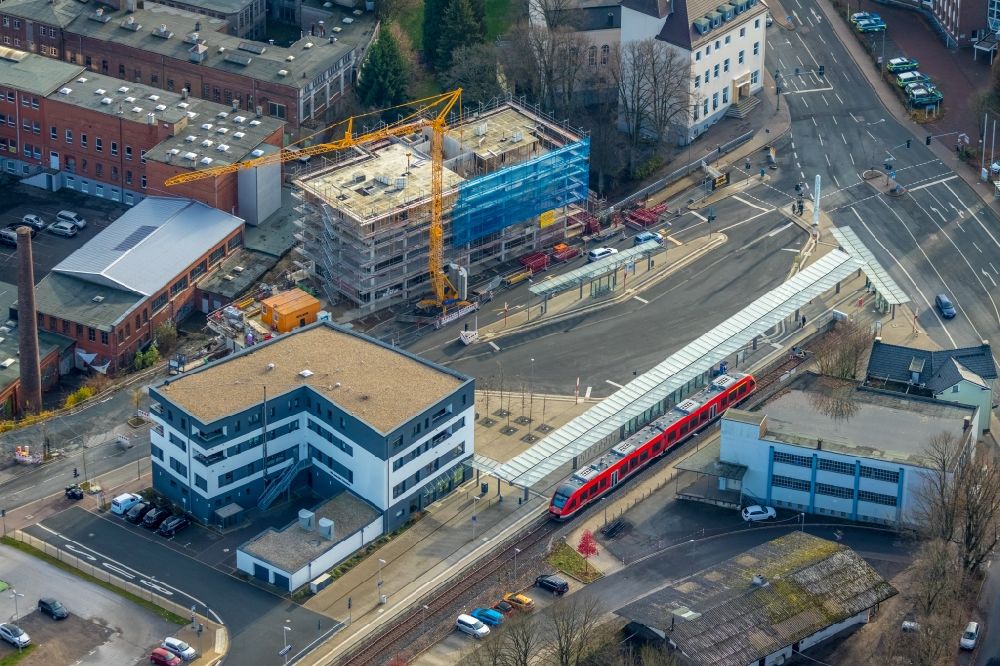 Luftbild Lüdenscheid - Baustelle zum Neubau eines Gesundheitszentrum und Ärztehauses Pergamon- Zentrum in Lüdenscheid im Bundesland Nordrhein-Westfalen, Deutschland