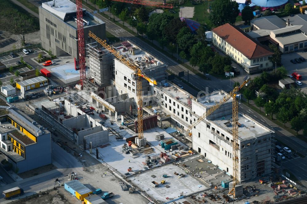Luftbild Karlsruhe - Baustelle zum Neubau der Hauptfeuerwache in Karlsruhe im Bundesland Baden-Württemberg, Deutschland