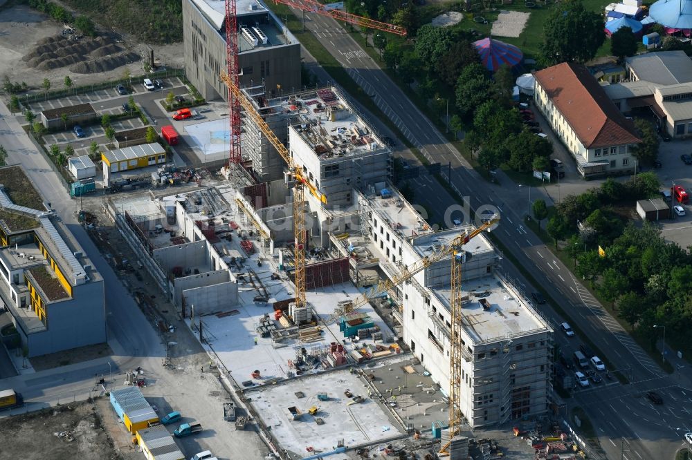 Luftaufnahme Karlsruhe - Baustelle zum Neubau der Hauptfeuerwache in Karlsruhe im Bundesland Baden-Württemberg, Deutschland