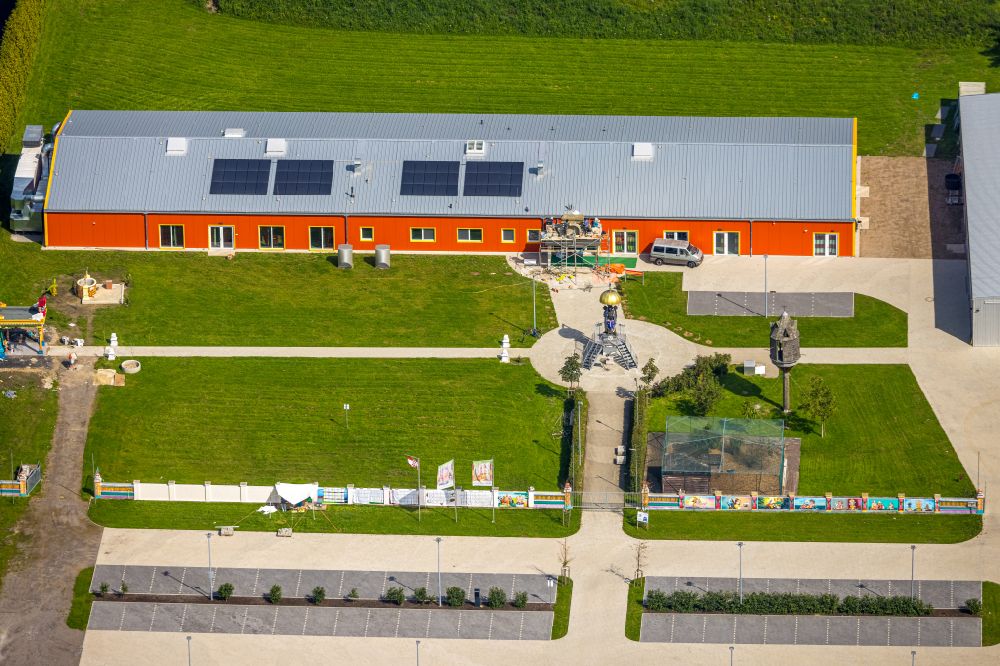 Luftaufnahme Hamm - Baustelle zum Neubau einer Hindu Tempelanlage in Hamm im Bundesland Nordrhein-Westfalen, Deutschland
