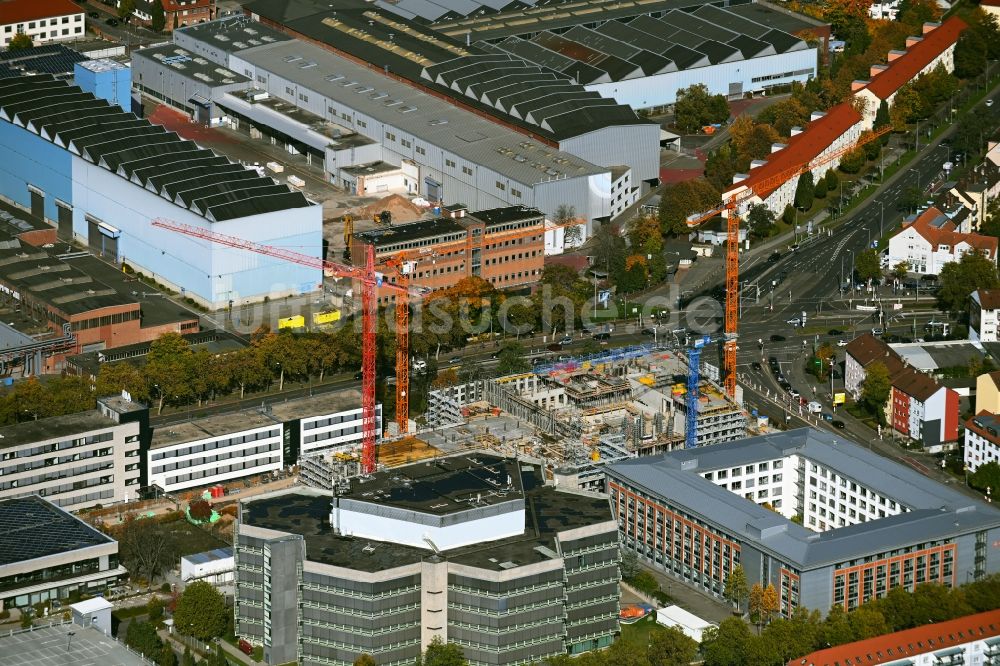 Mannheim von oben - Baustelle zum Neubau des Hochhaus- Gebäudekomplexes im Ortsteil Käfertal in Mannheim im Bundesland Baden-Württemberg, Deutschland