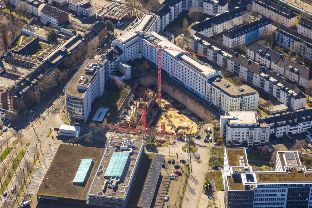 Luftaufnahme Düsseldorf - Baustelle zum Neubau des Hochhaus- Gebäudekomplexes des UpperNord Tower in Düsseldorf im Bundesland Nordrhein-Westfalen, Deutschland