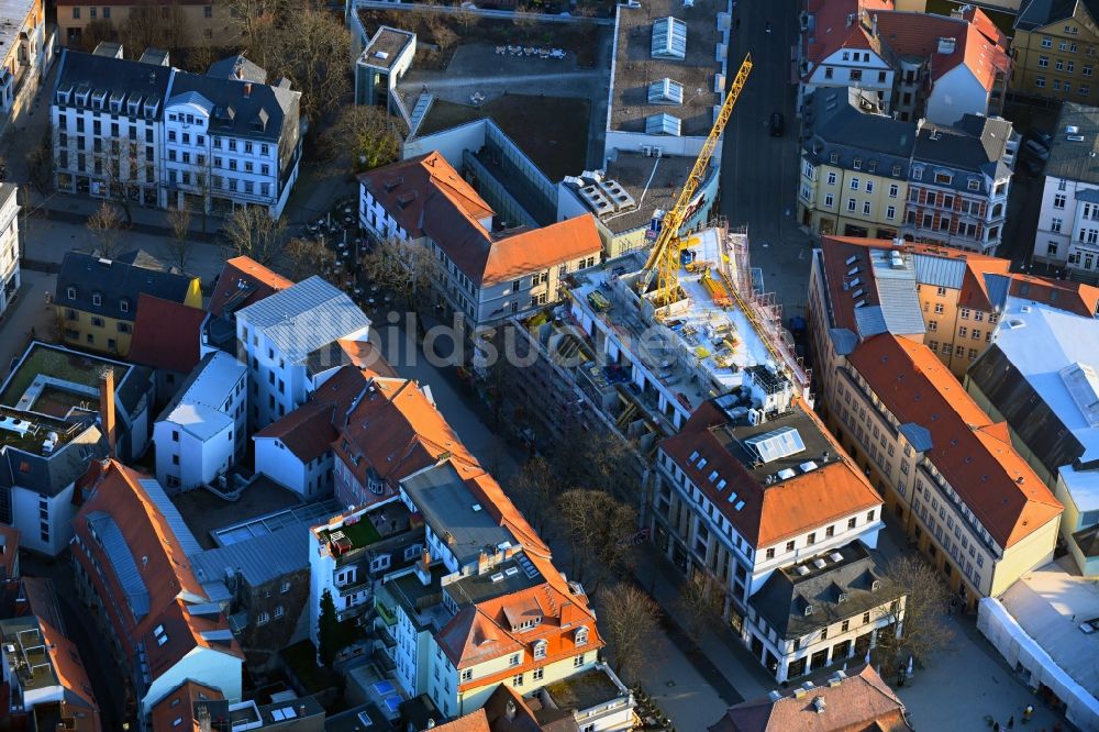 Luftbild Weimar - Baustelle zum Neubau Hotel- und Geschäftshaus Schillerhof in Weimar im Bundesland Thüringen, Deutschland