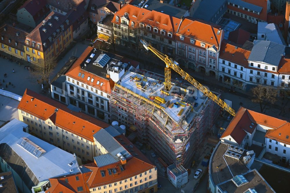 Weimar aus der Vogelperspektive: Baustelle zum Neubau Hotel- und Geschäftshaus Schillerhof in Weimar im Bundesland Thüringen, Deutschland