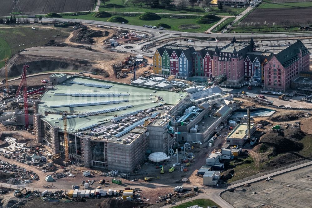 Luftbild Rust - Baustelle zum Neubau Hotel und WASSERPARK der Freizeiteinrichtung Europa-Park in Rust im Bundesland Baden-Württemberg