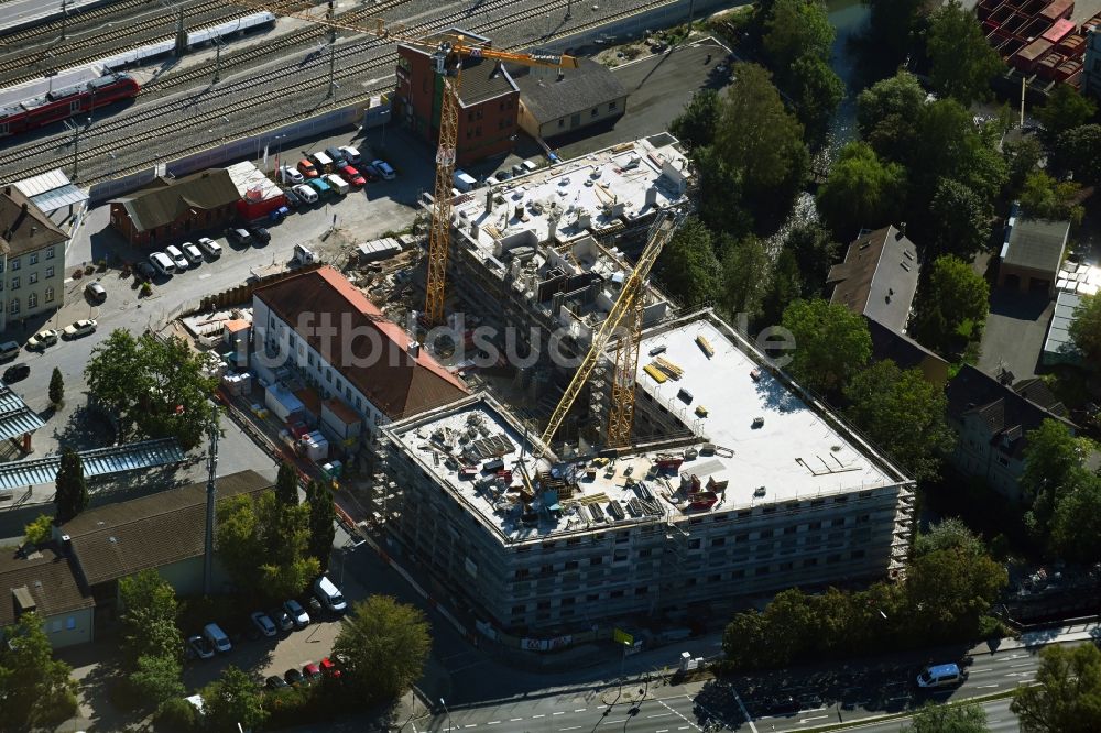 Luftbild Forchheim - Baustelle zum Neubau der Hotelanlage am Bahnhofsplatz in Forchheim im Bundesland Bayern, Deutschland