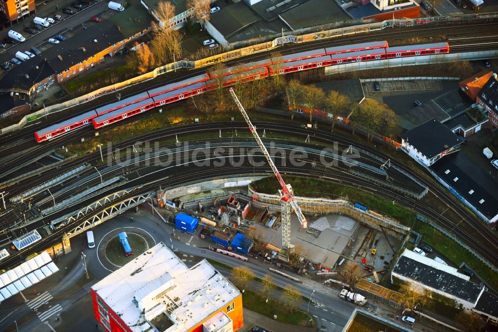 Hamburg aus der Vogelperspektive: Baustelle zum Neubau der Hotelanlage IBIS Styles im Ortsteil Barmbek in Hamburg, Deutschland