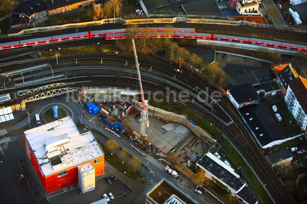 Luftbild Hamburg - Baustelle zum Neubau der Hotelanlage IBIS Styles im Ortsteil Barmbek in Hamburg, Deutschland
