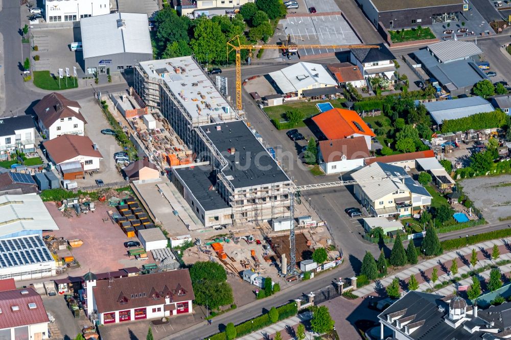 Luftbild Rust - Baustelle zum Neubau der Hotelanlage Jakob-Schneider-Straße in Rust im Bundesland Baden-Württemberg, Deutschland