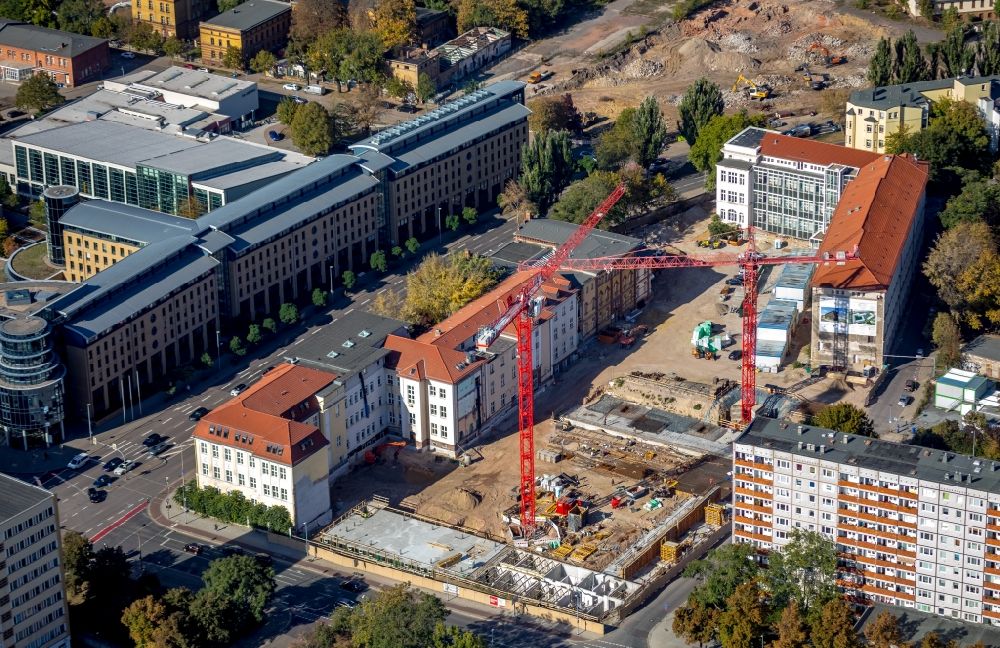 Magdeburg von oben - Baustelle zum Neubau der Hotelanlage Julius-Bremer-Straße - Max-Otten-Straße - Otto-von-Guericke-Straße in Magdeburg im Bundesland Sachsen-Anhalt, Deutschland