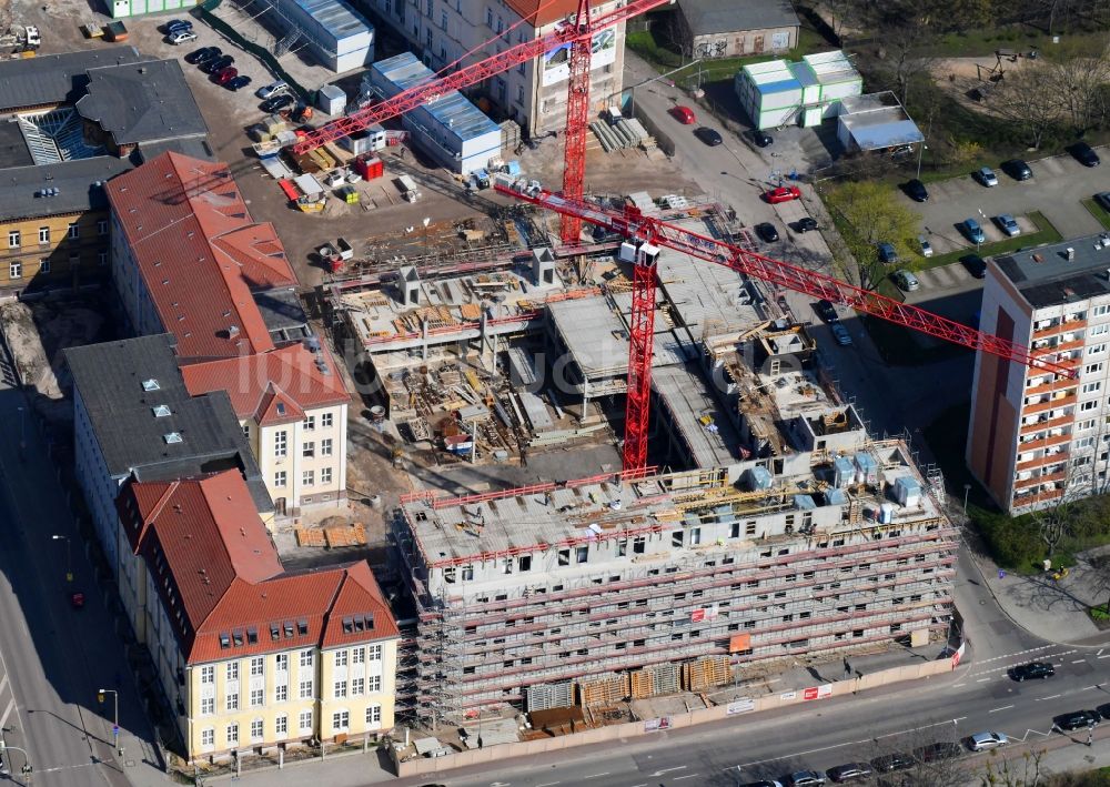 Luftaufnahme Magdeburg - Baustelle zum Neubau der Hotelanlage Julius-Bremer-Straße - Max-Otten-Straße - Otto-von-Guericke-Straße in Magdeburg im Bundesland Sachsen-Anhalt, Deutschland