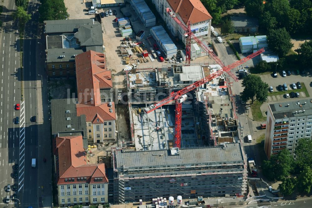 Luftbild Magdeburg - Baustelle zum Neubau der Hotelanlage Julius-Bremer-Straße - Max-Otten-Straße - Otto-von-Guericke-Straße in Magdeburg im Bundesland Sachsen-Anhalt, Deutschland