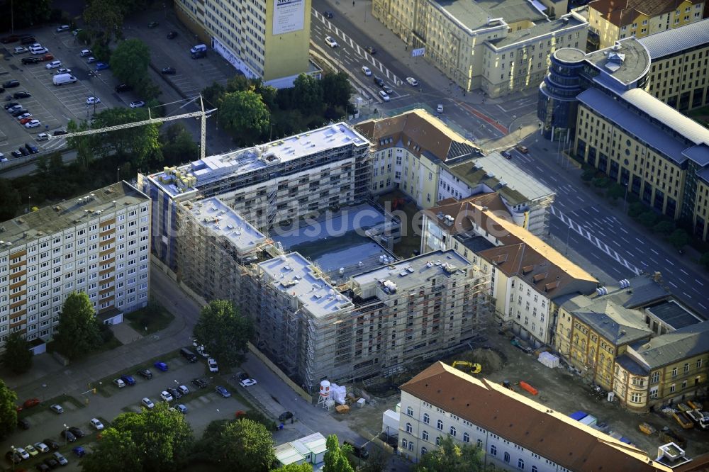 Luftbild Magdeburg - Baustelle zum Neubau der Hotelanlage Julius-Bremer-Straße - Max-Otten-Straße - Otto-von-Guericke-Straße in Magdeburg im Bundesland Sachsen-Anhalt, Deutschland