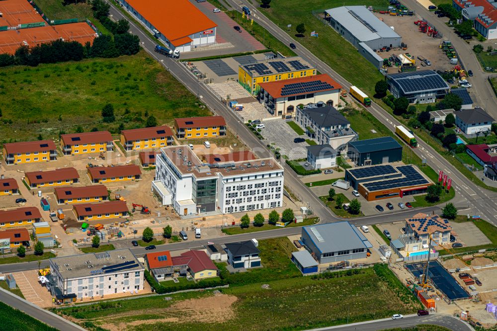 Luftbild Ringsheim - Baustelle zum Neubau der Hotelanlage an der Mahlberger Straße in Ringsheim im Bundesland Baden-Württemberg, Deutschland