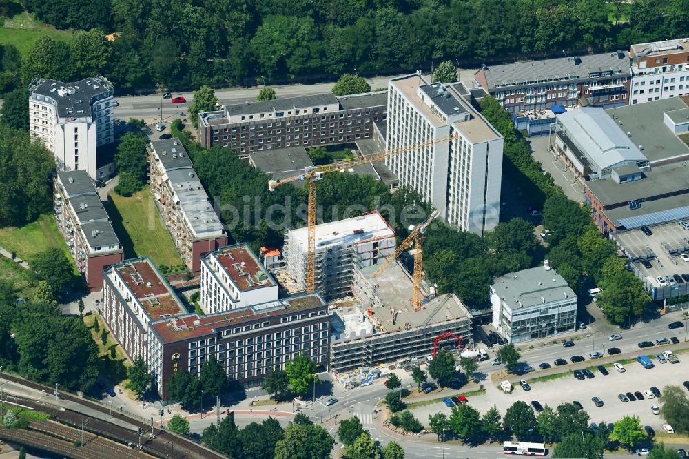 Hamburg von oben - Baustelle zum Neubau der Hotelanlage Moxy Hamburg im Ortsteil Borgfelde in Hamburg, Deutschland