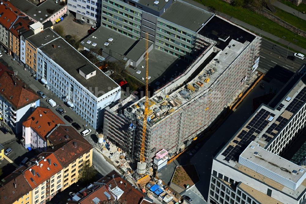 Nürnberg von oben - Baustelle zum Neubau der Hotelanlage in Nürnberg im Bundesland Bayern, Deutschland