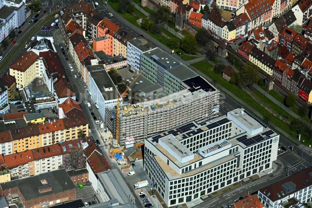 Luftaufnahme Nürnberg - Baustelle zum Neubau der Hotelanlage in Nürnberg im Bundesland Bayern, Deutschland