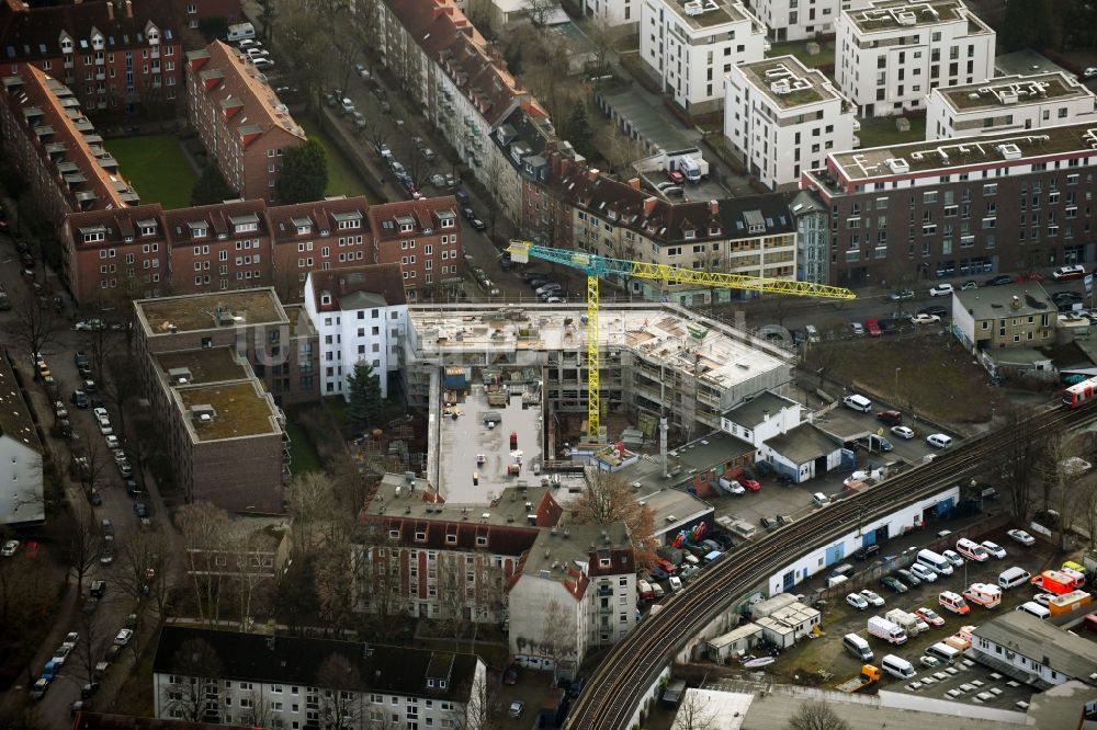 Luftaufnahme Hamburg - Baustelle zum Neubau der Hotelanlage im Ortsteil Barmbek-Süd in Hamburg, Deutschland
