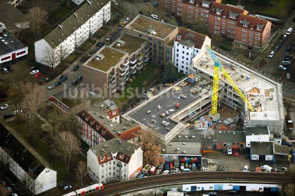Hamburg aus der Vogelperspektive: Baustelle zum Neubau der Hotelanlage im Ortsteil Barmbek-Süd in Hamburg, Deutschland