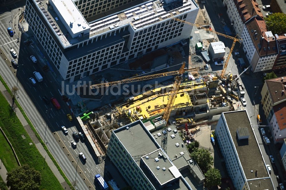 Luftbild Nürnberg - Baustelle zum Neubau der Hotelanlage im Ortsteil Tafelhof in Nürnberg im Bundesland Bayern, Deutschland